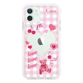 iPhone12mini クッションバンパー 耐衝撃クリアケース マイスウィーティー ピンク