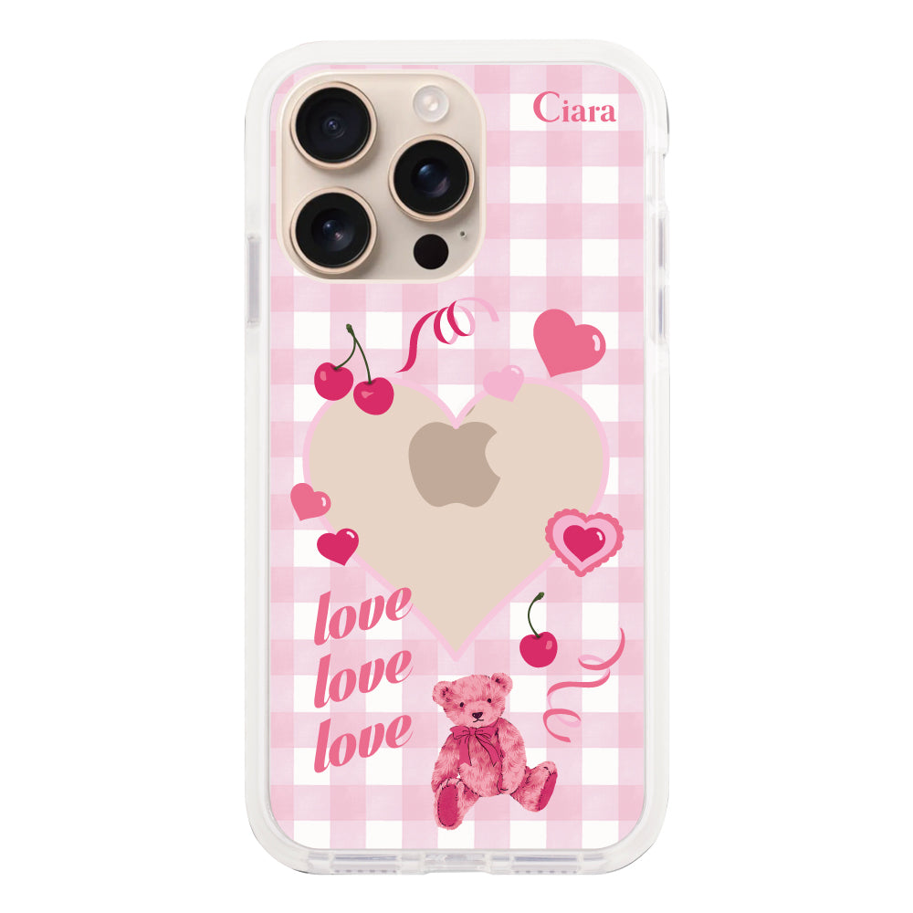 iPhone16Pro クッションバンパー 耐衝撃クリアケース マイスウィーティー ピンク