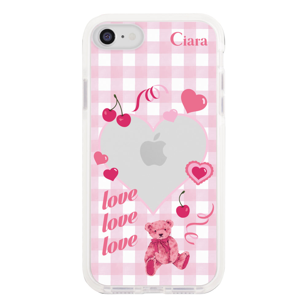 iPhone7/8/SE2/SE3ケース クッションバンパー 耐衝撃クリアケース マイスウィーティー ピンク