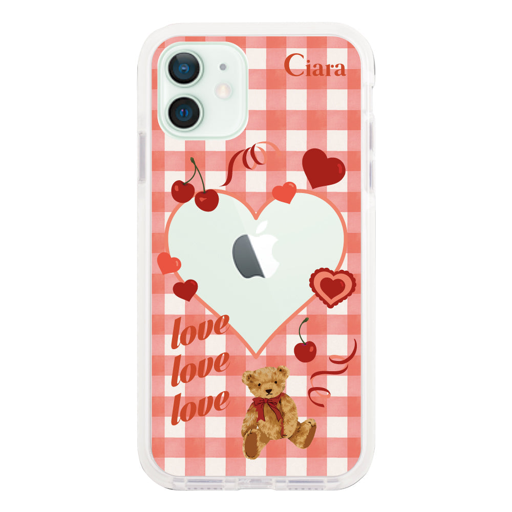 iPhone12miniケース クッションバンパー 耐衝撃クリアケース マイスウィーティー レッド