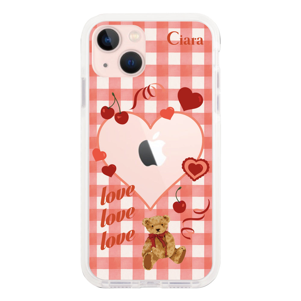 iPhone13ケース クッションバンパー 耐衝撃クリアケース マイスウィーティー レッド