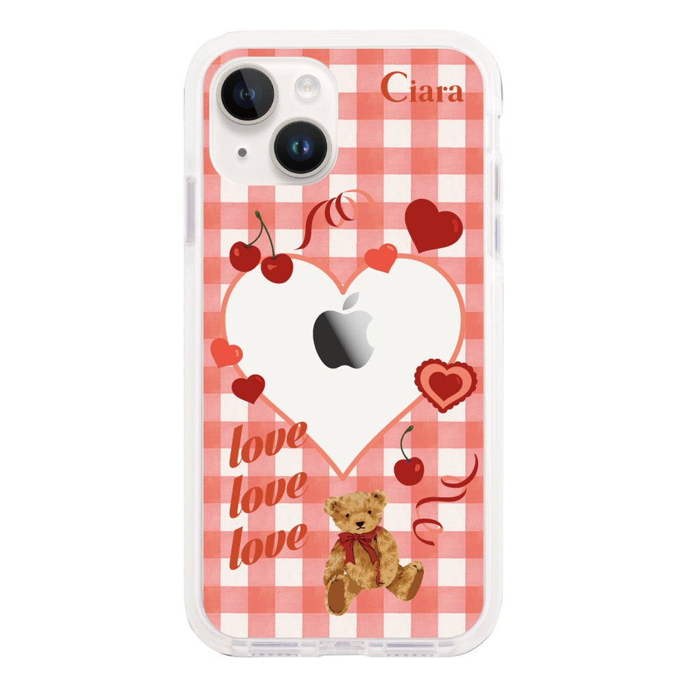 iPhone14ケース クッションバンパー 耐衝撃クリアケース マイスウィーティー レッド