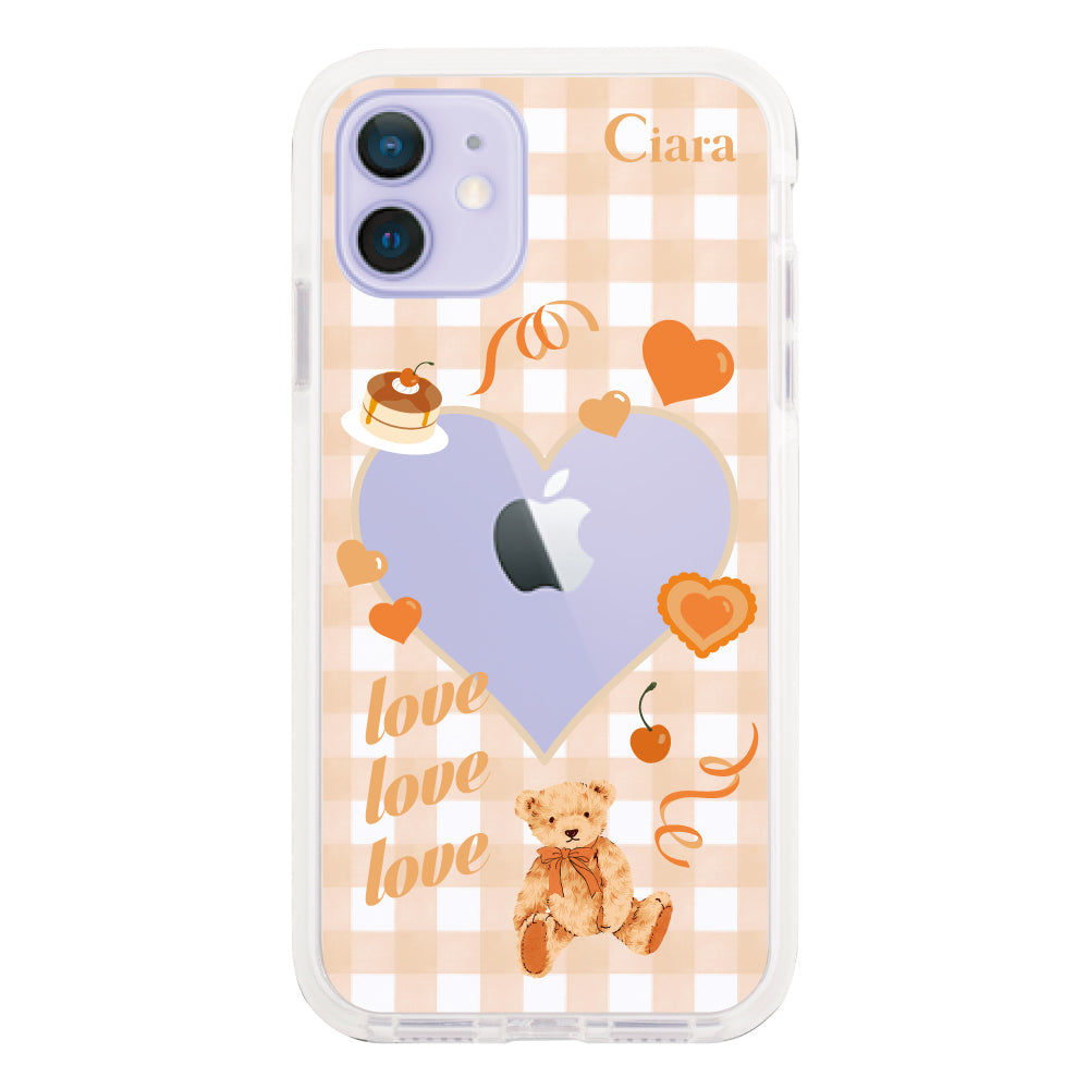 iPhone12/12Proケース クッションバンパー 耐衝撃クリアケース マイスウィーティー オレンジ