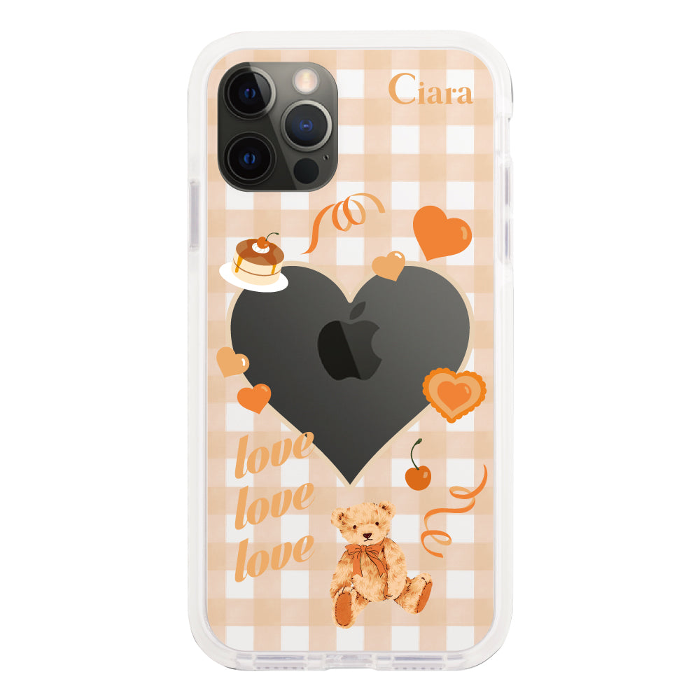 iPhoneX/XS クッションバンパー 耐衝撃クリアケース マイスウィーティー オレンジ