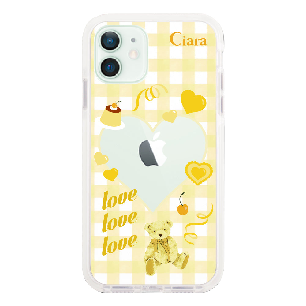 iPhone12miniケース クッションバンパー 耐衝撃クリアケース マイスウィーティー イエロー
