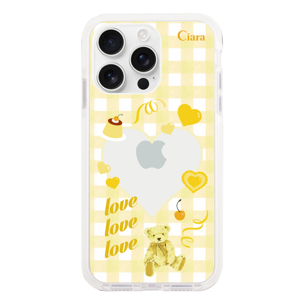 iPhone16ProMax クッションバンパー 耐衝撃クリアケース マイスウィーティー イエロー