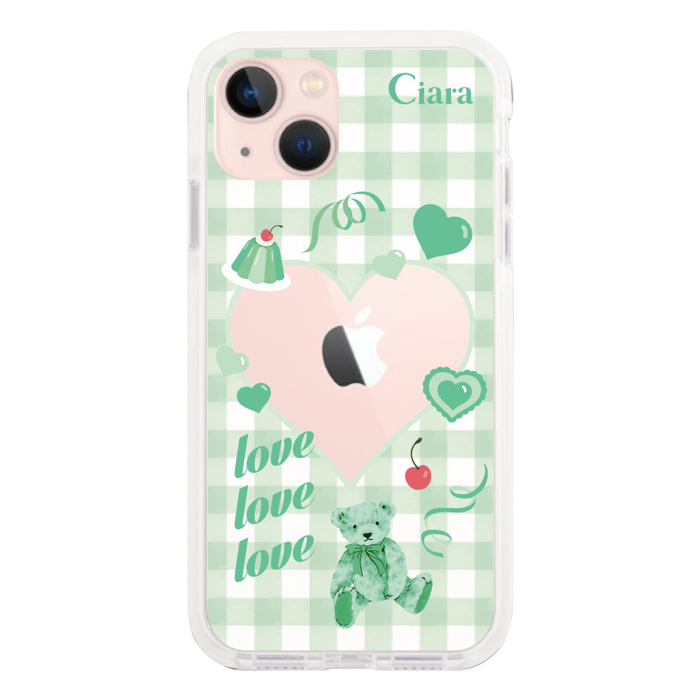 iPhone13ケース クッションバンパー 耐衝撃クリアケース マイスウィーティー グリーン