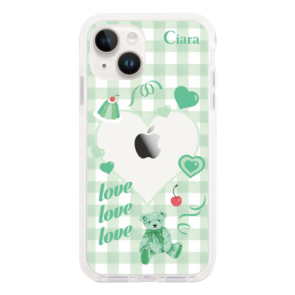 iPhone14ケース クッションバンパー 耐衝撃クリアケース マイスウィーティー グリーン