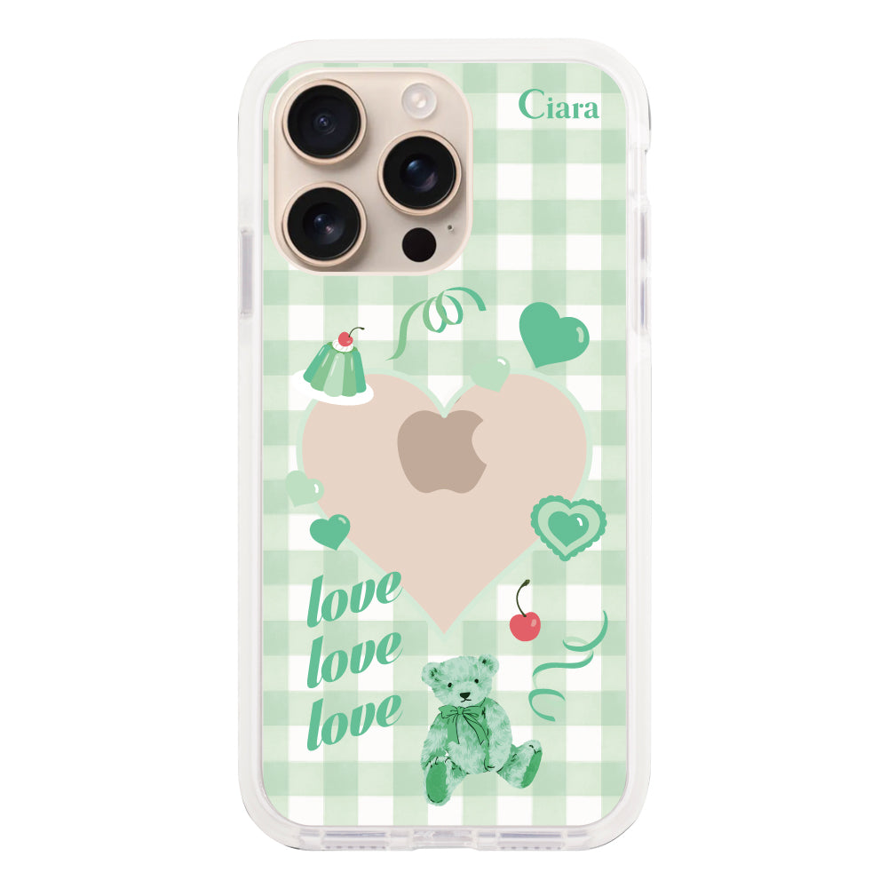 iPhone16Pro クッションバンパー 耐衝撃クリアケース マイスウィーティー グリーン
