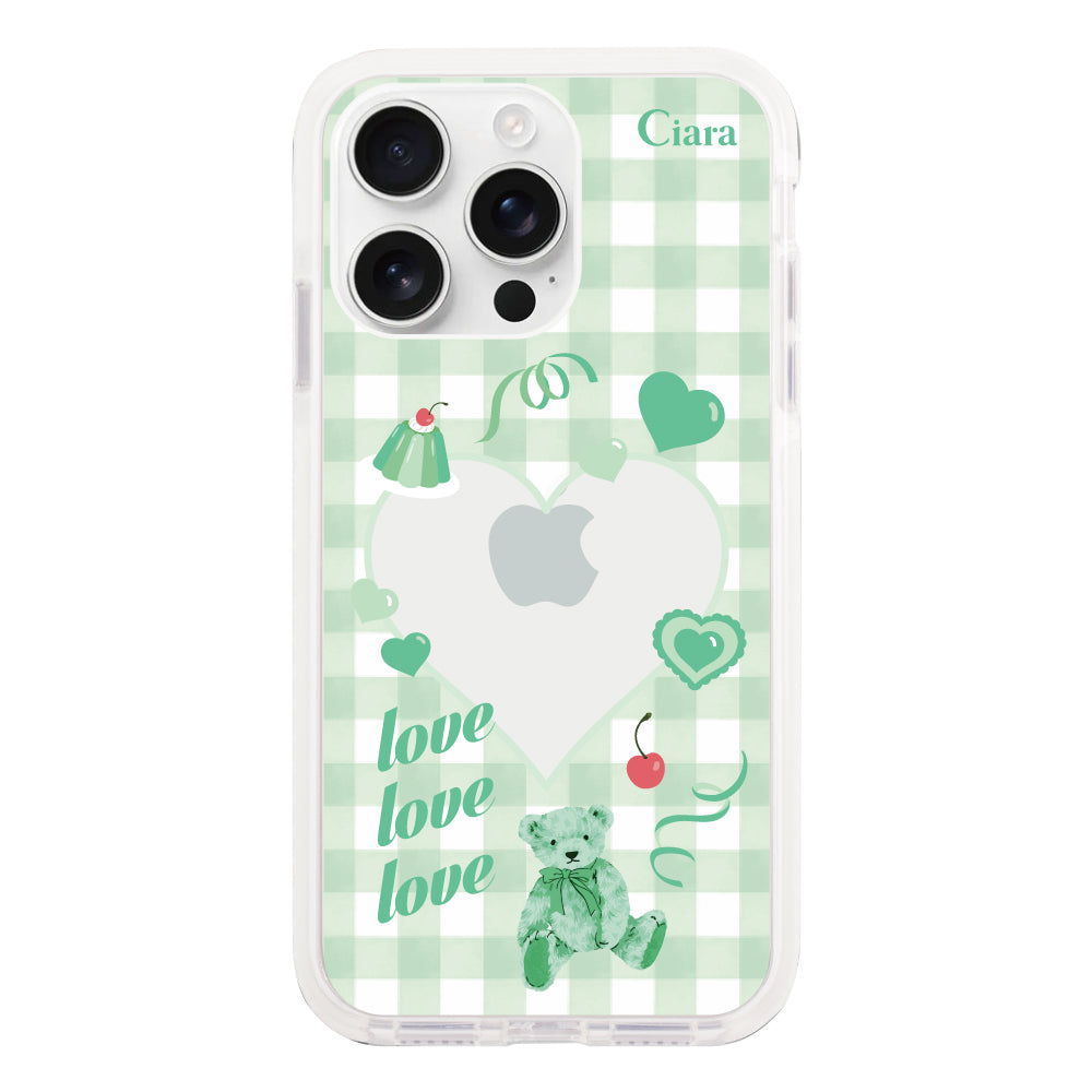 iPhone16ProMax クッションバンパー 耐衝撃クリアケース マイスウィーティー グリーン