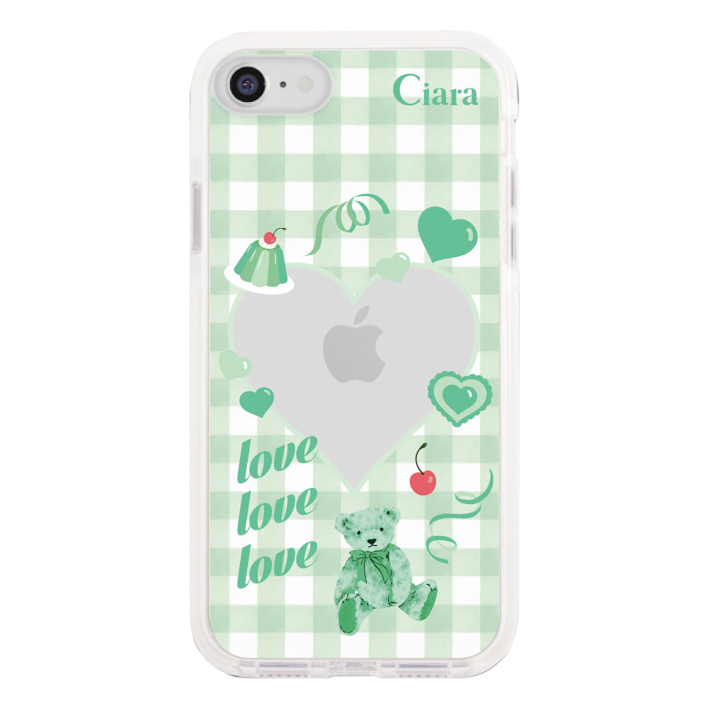 iPhone7Plus/8Plusケース クッションバンパー 耐衝撃クリアケース マイスウィーティー グリーン