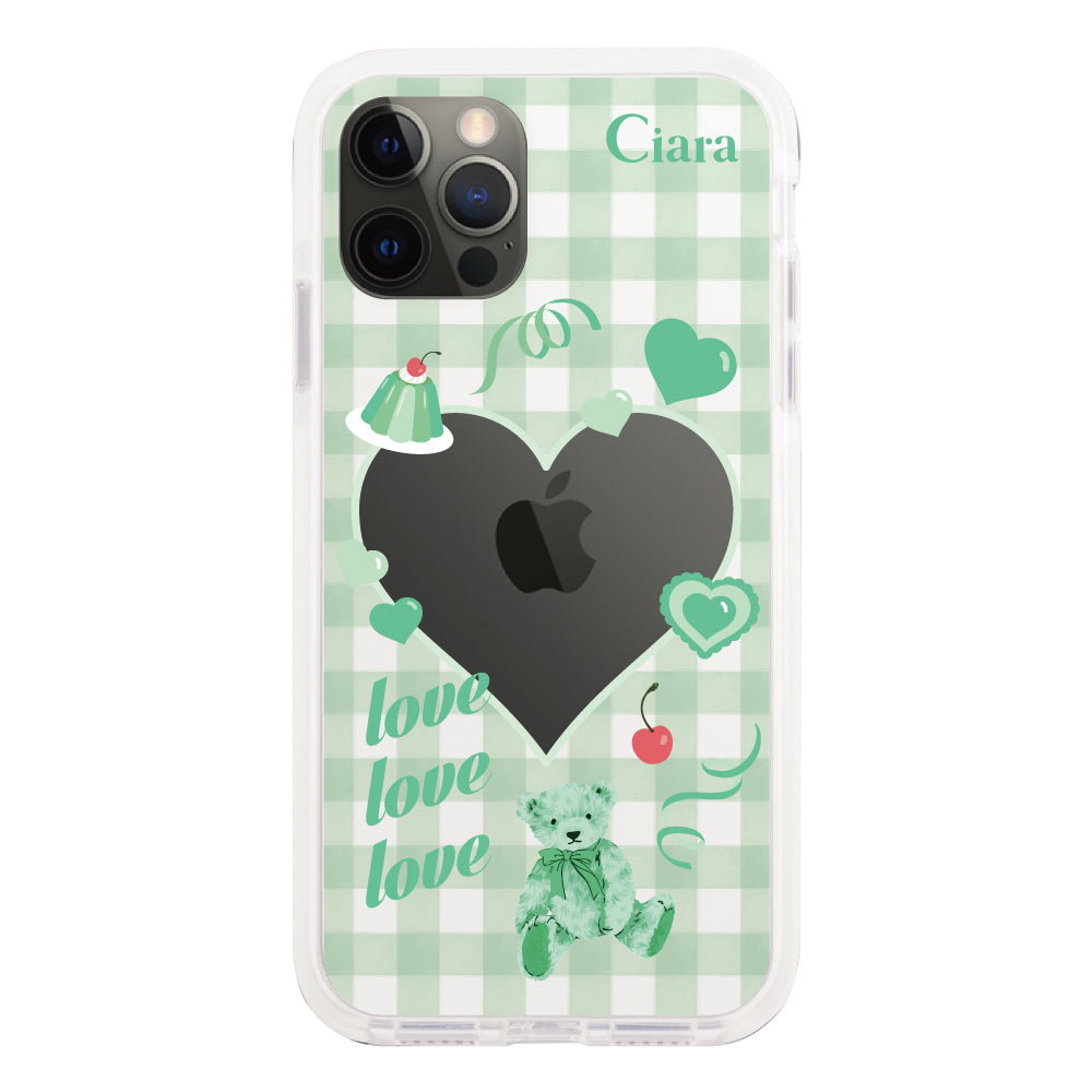 iPhoneX/XS クッションバンパー 耐衝撃クリアケース マイスウィーティー グリーン