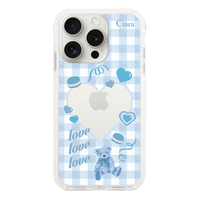 iPhone15ProMax クッションバンパー 耐衝撃クリアケース マイスウィーティー ブルー