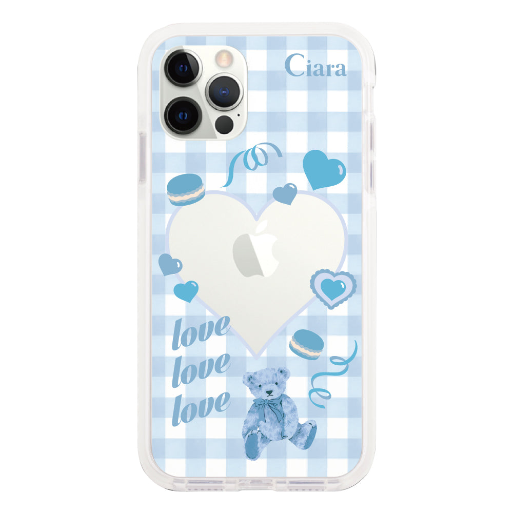 iPhoneXSMAXケース クッションバンパー 耐衝撃クリアケース マイスウィーティー ブルー