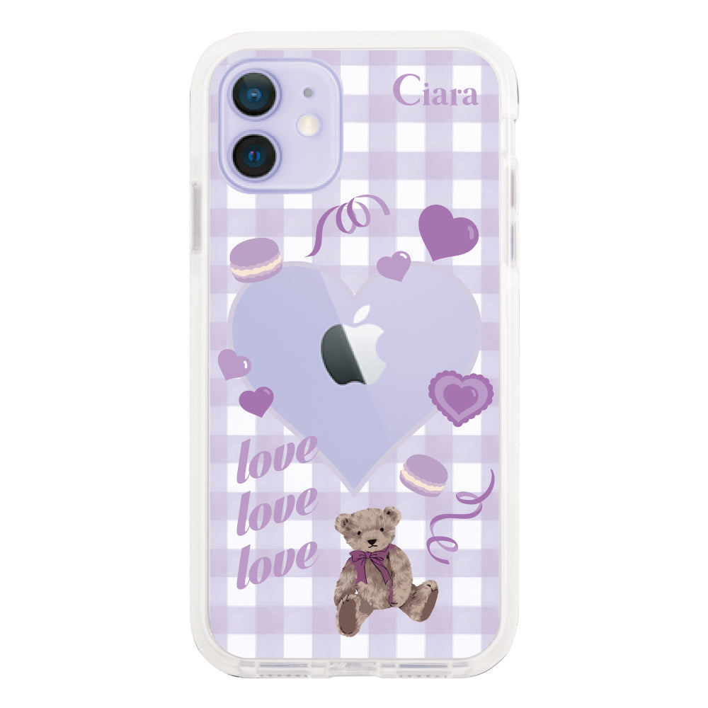 iPhone12/12Proケース クッションバンパー 耐衝撃クリアケース マイスウィーティー パープル