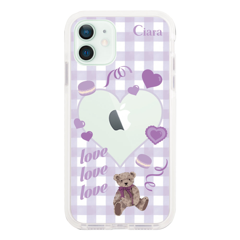 iPhone12miniケース クッションバンパー 耐衝撃クリアケース マイスウィーティー パープル