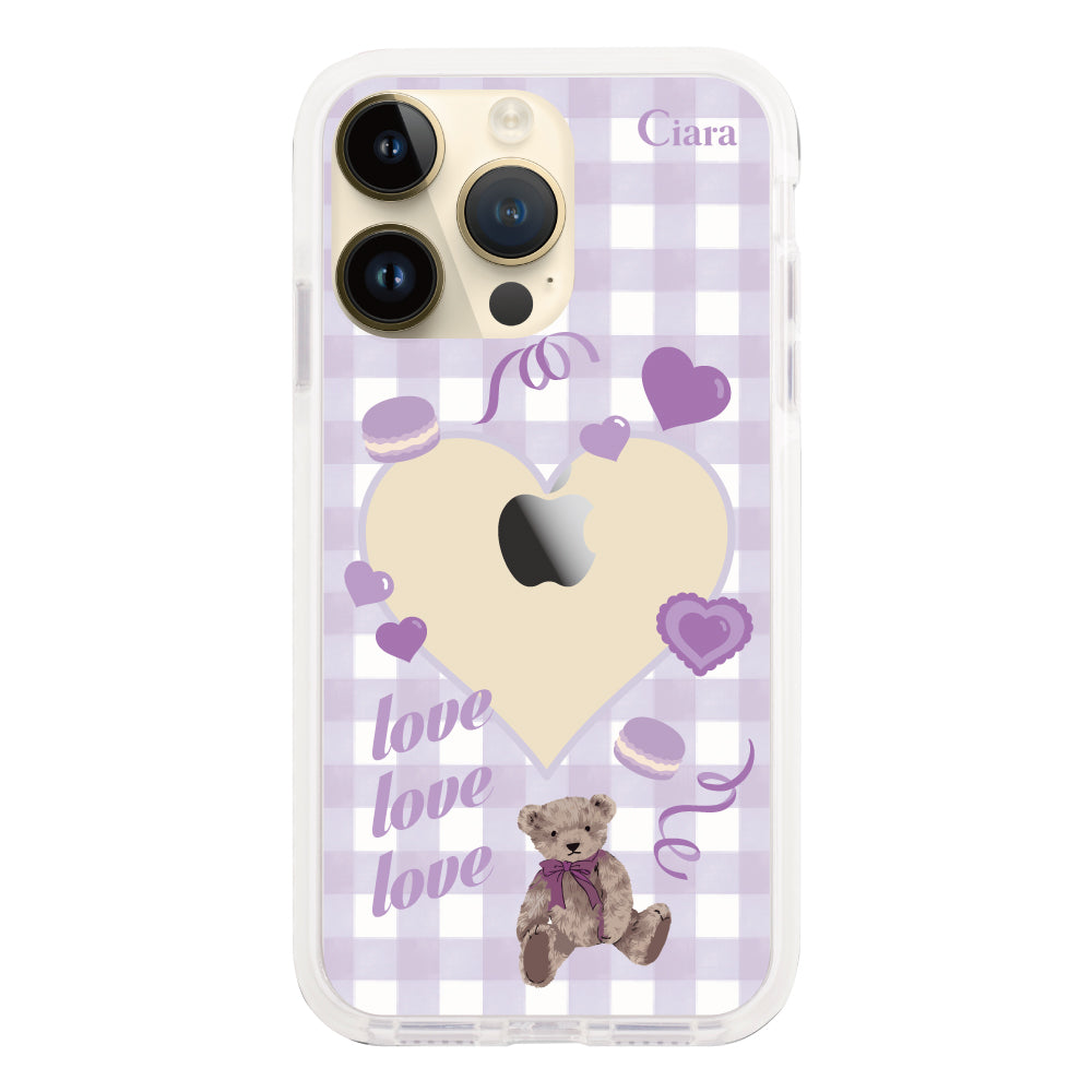 iPhone14Proケース クッションバンパー 耐衝撃クリアケース マイスウィーティー パープル