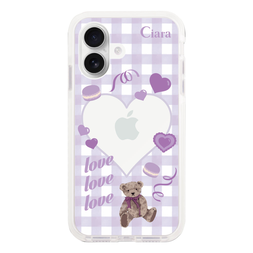 iPhone16 クッションバンパー 耐衝撃クリアケース マイスウィーティー パープル