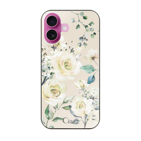 iPhone16 ガラス 強化ガラスケース スプリンクルフラワー イエロー