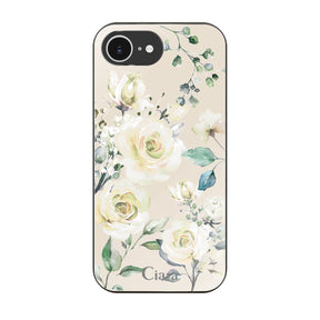 iPhone16e ガラス 強化ガラスケース スプリンクルフラワー イエロー