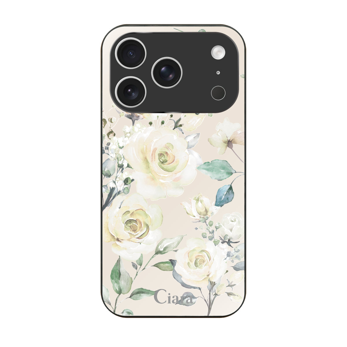 iPhone17Pro ガラス 強化ガラスケース スプリンクルフラワー イエロー