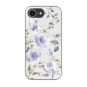 iPhone16e ガラス 強化ガラスケース スプリンクルフラワー パープル