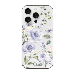 iPhone16ProMax ガラス 強化ガラスケース スプリンクルフラワー パープル