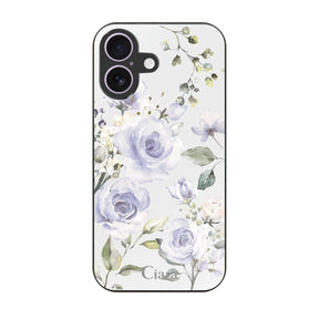 iPhone17 ガラス 強化ガラスケース スプリンクルフラワー パープル