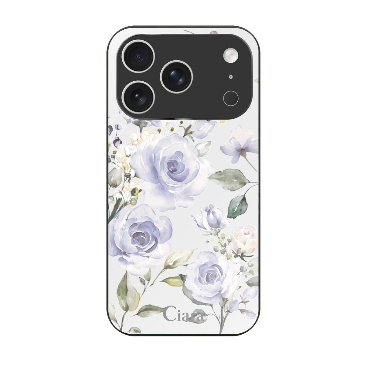 iPhone17Pro ガラス 強化ガラスケース スプリンクルフラワー パープル