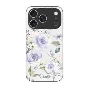 iPhone17Pro ガラス 強化ガラスケース スプリンクルフラワー パープル