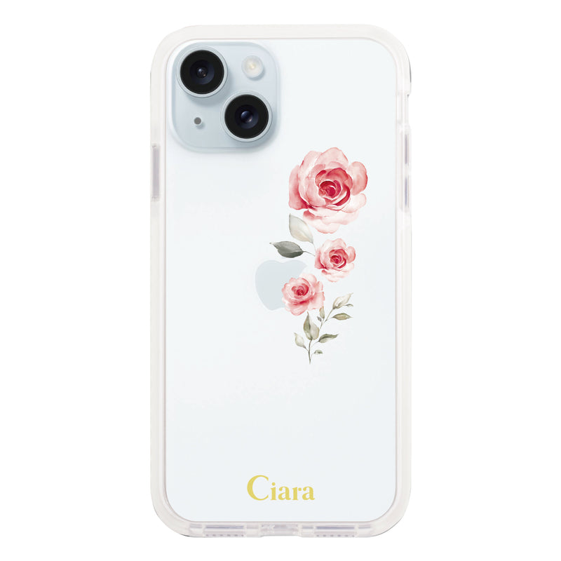 iPhoneケース クッションバンパー 耐衝撃クリアケース ヴァーティカルフラワー