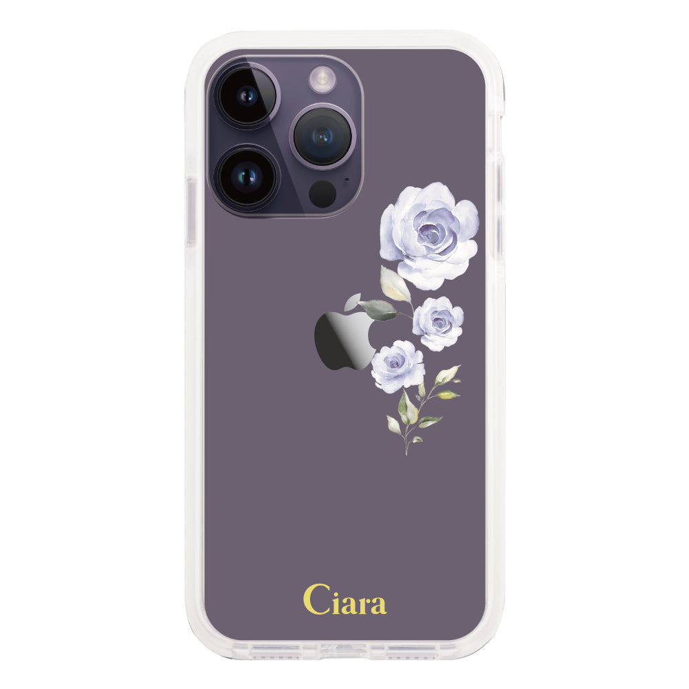 iPhone14ProMax クッションバンパー 耐衝撃クリアケース ヴァーティカルフラワー イエロー