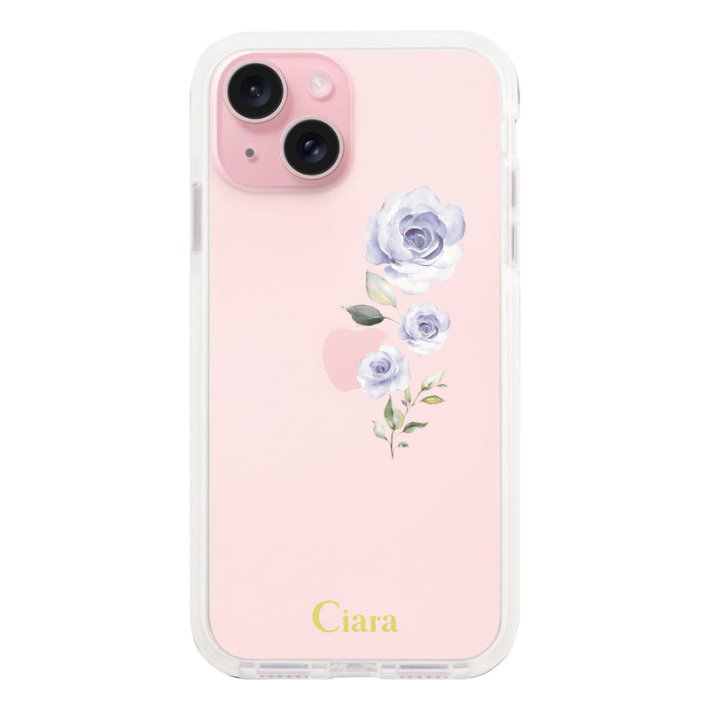iPhoneケース クッションバンパー 耐衝撃クリアケース ヴァーティカルフラワー