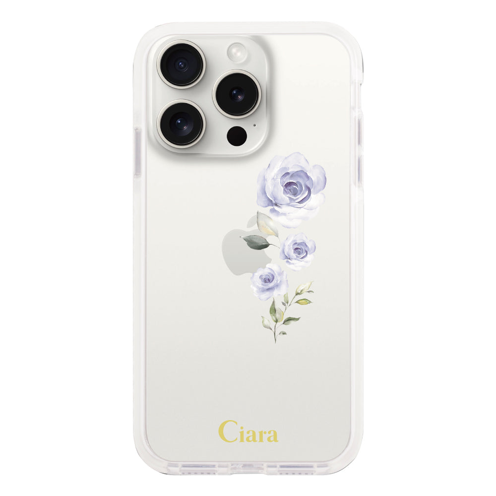 iPhone15ProMax クッションバンパー 耐衝撃クリアケース ヴァーティカルフラワー イエロー