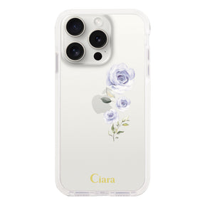 iPhone15ProMax クッションバンパー 耐衝撃クリアケース ヴァーティカルフラワー イエロー