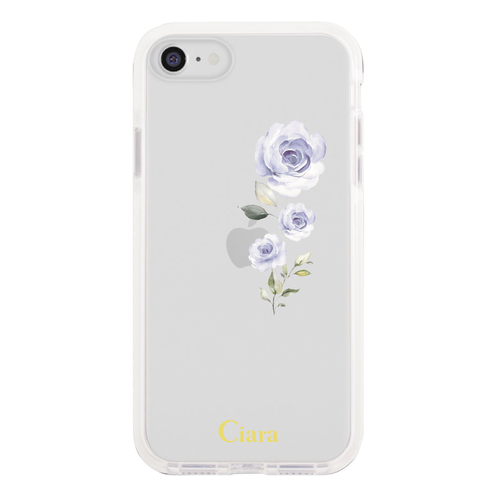 iPhone7/8/SE2/SE3 クッションバンパー 耐衝撃クリアケース ヴァーティカルフラワー イエロー