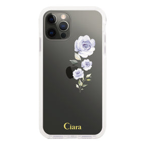 iPhoneX/XS クッションバンパー 耐衝撃クリアケース ヴァーティカルフラワー イエロー