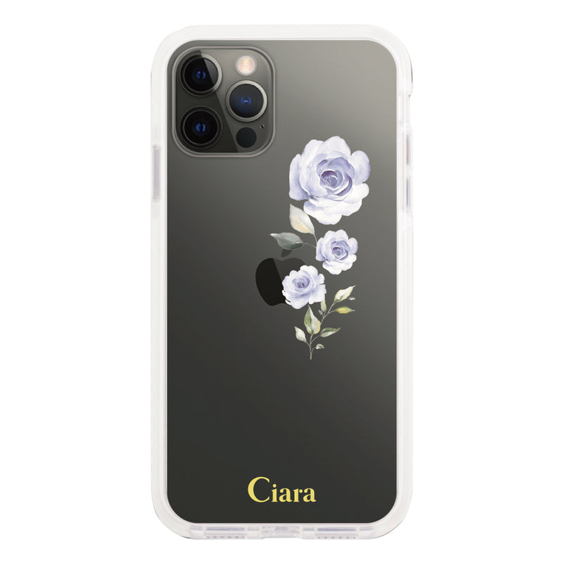 iPhoneケース クッションバンパー 耐衝撃クリアケース ヴァーティカルフラワー