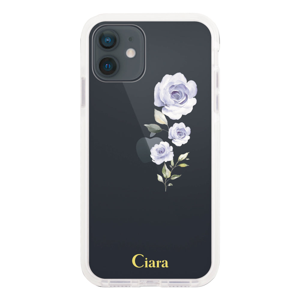 iPhoneXR クッションバンパー 耐衝撃クリアケース ヴァーティカルフラワー イエロー