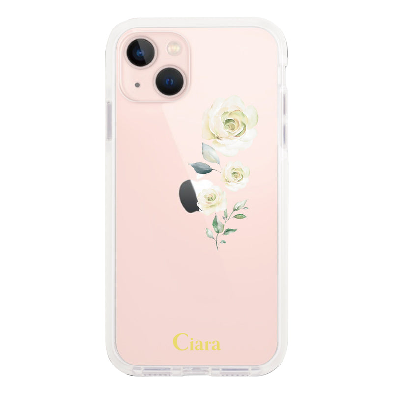 iPhoneケース クッションバンパー 耐衝撃クリアケース ヴァーティカルフラワー