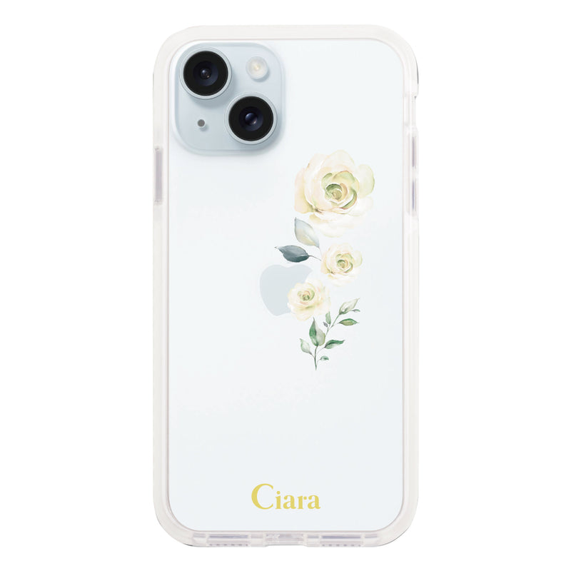 iPhoneケース クッションバンパー 耐衝撃クリアケース ヴァーティカルフラワー