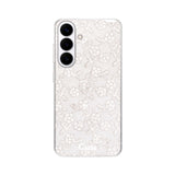 GalaxyS26 クリアケース ファブリックスモールフラワーレース ホワイト