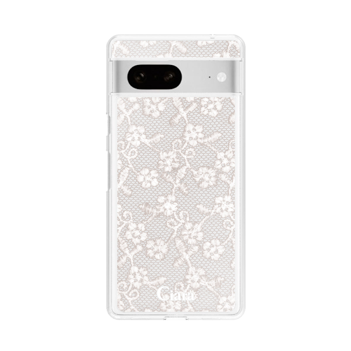 GooglePixel7 クリアケース ファブリックスモールフラワーレース ホワイト