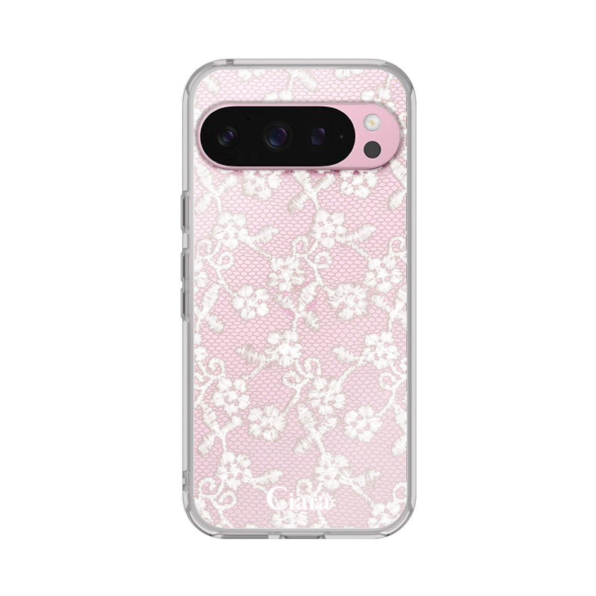 GooglePixelケース】 クリア FABRIC SMALL FLOWER LACE(ファブリック