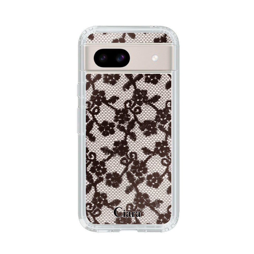 GooglePixelケース】 クリア FABRIC SMALL FLOWER LACE(ファブリック