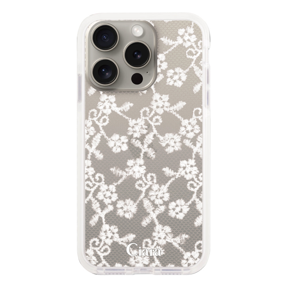 iPhoneケース】 クッションバンパー FABRIC SMALL FLOWER LACE