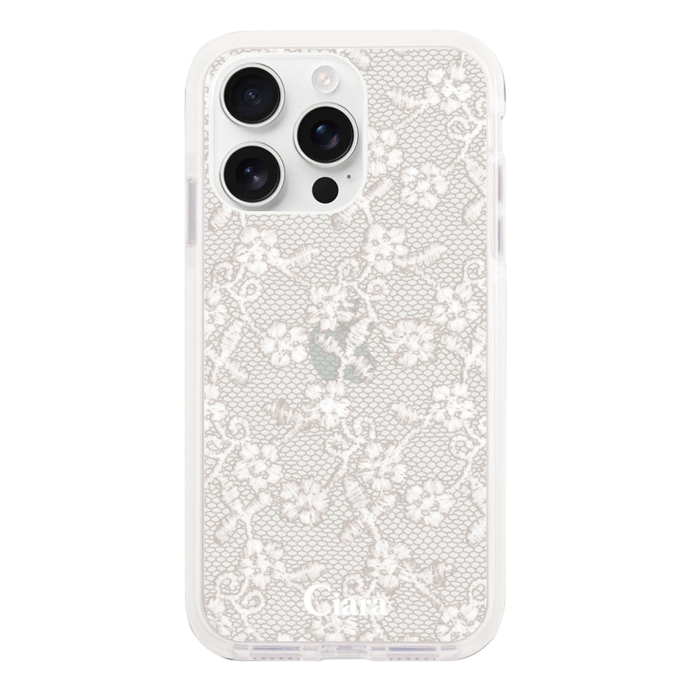 iPhoneケース】 クッションバンパー FABRIC SMALL FLOWER LACE