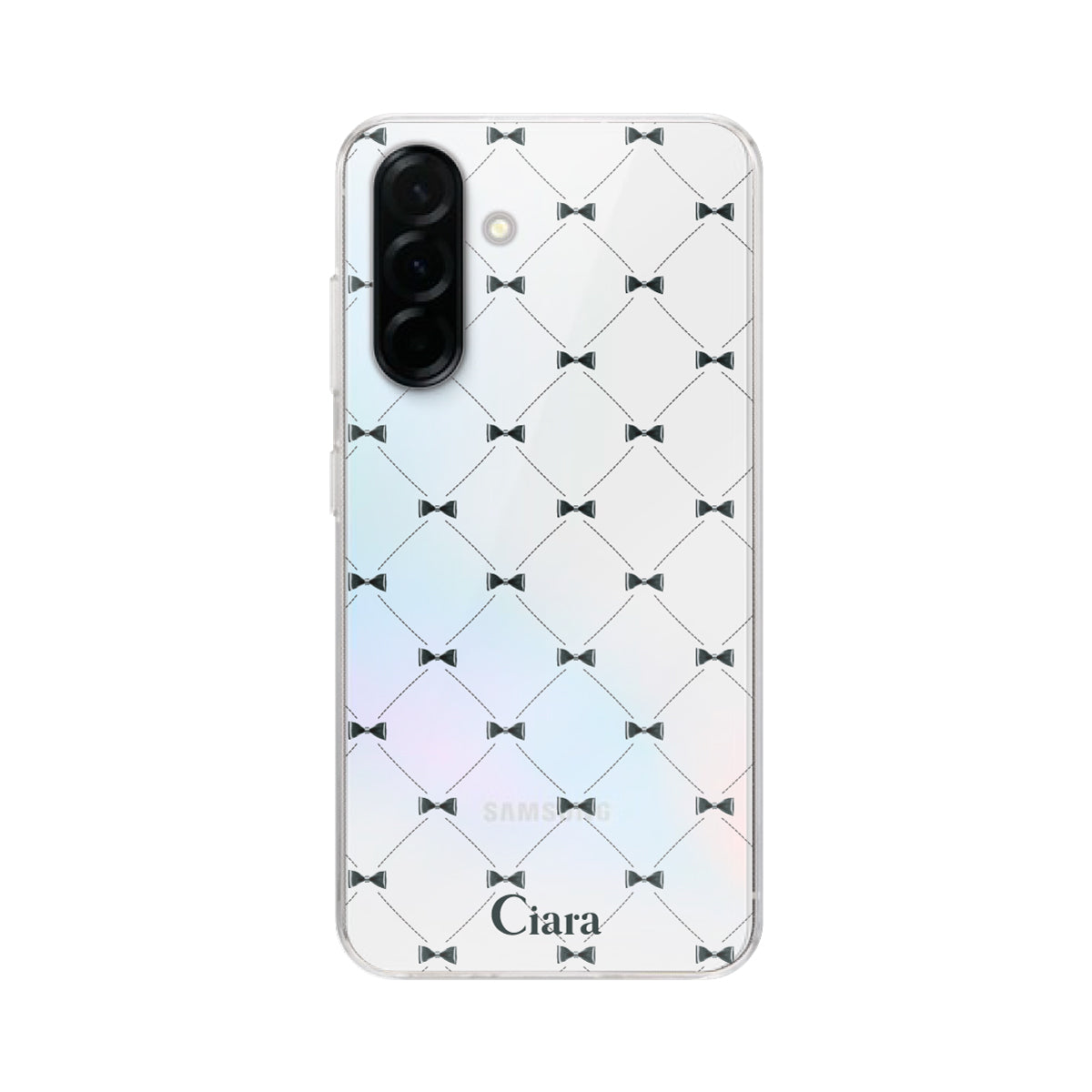 GalaxyA36 クリアケース キルティングリボン ブラック