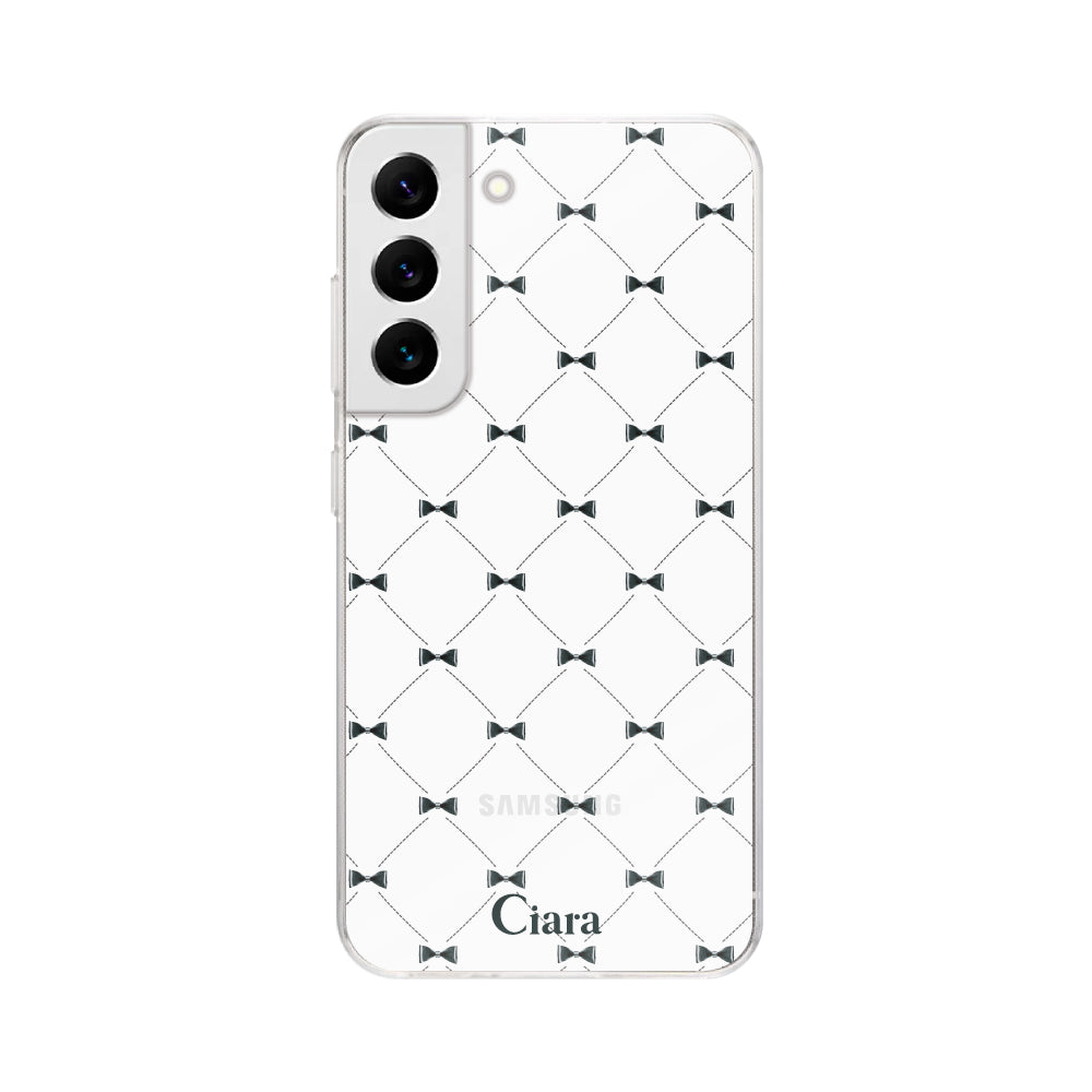 GalaxyS22ケース クリアケース キルティングリボン ブラック