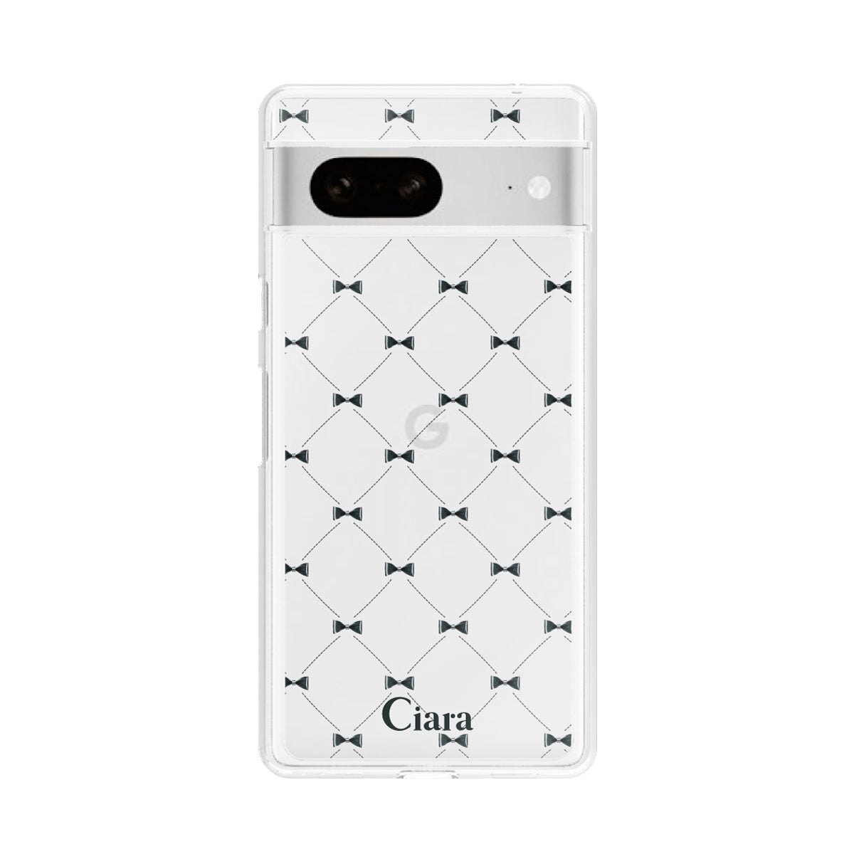 GooglePixel7 クリアケース キルティングリボン ブラック